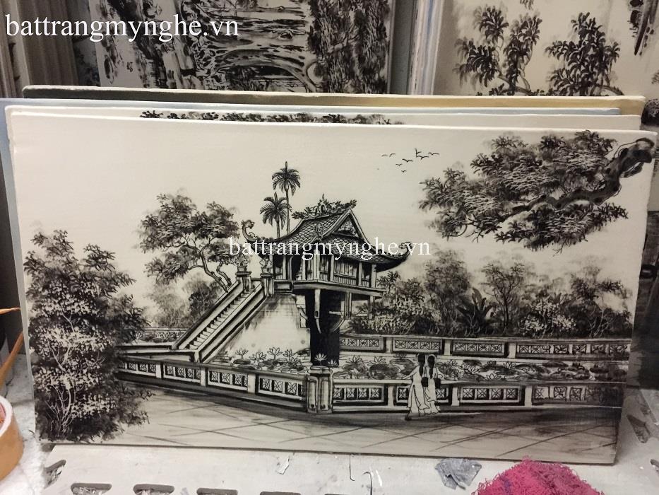 Tranh sứ vẽ chùa một cột ốp tường phòng kháchTranh sứ hàng chính hãng #31 Tranh sứ vẽ chùa một cột ốp tường phòng kháchTranh sứ hàng chính hãng